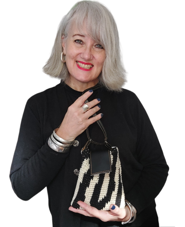 Small crochet zebra print bag