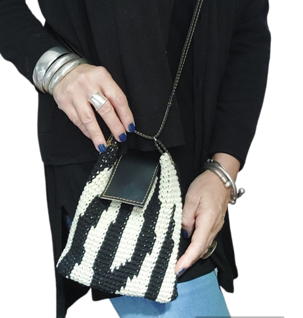 Small zebra print crochet bag