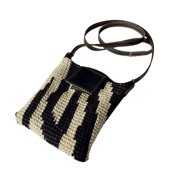 Small crochet zebra print bag