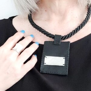 Leather and tin necklace