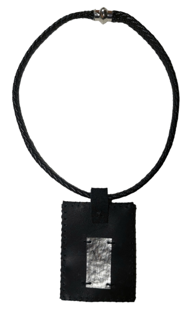 Leather and tin necklace