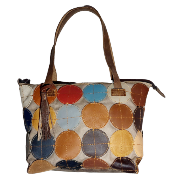 Leather tote handbag