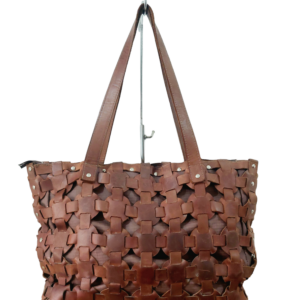 Leather tote handbag