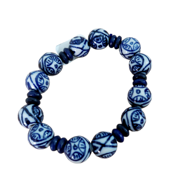 Hand painted porcelain bead bracelet