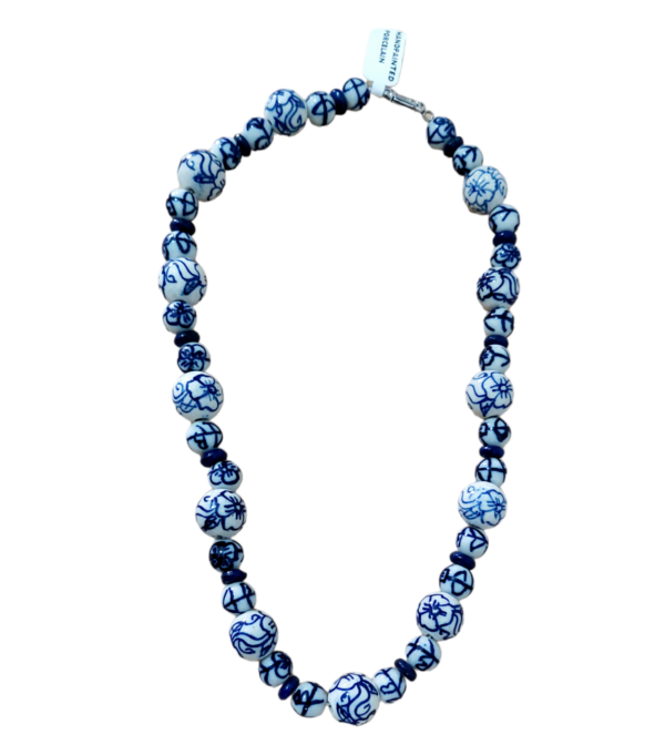 Hand painted porcelain bead necklace