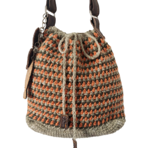 Drawstring crochet handbag