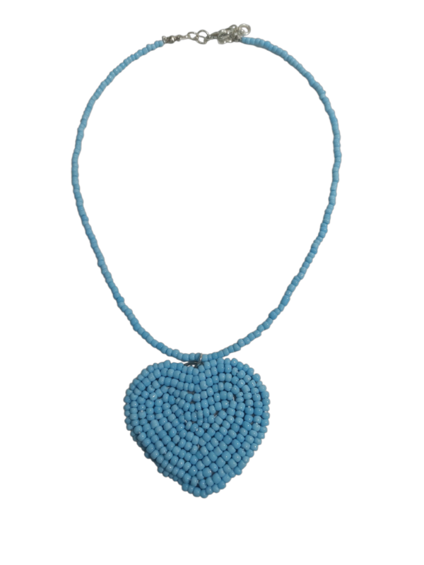 Necklace black beaded heart - Image 2