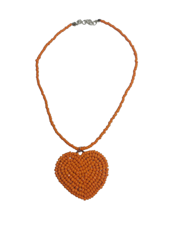 Necklace black beaded heart - Image 3