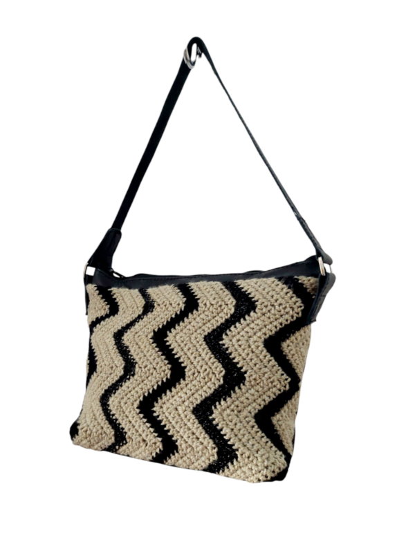 Handbag crochet and leather Sage - Image 2