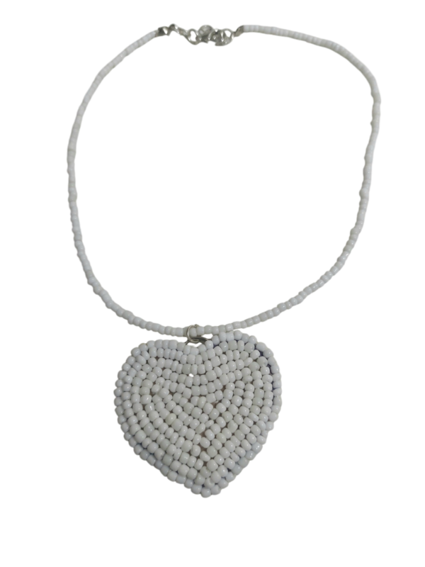 Necklace black beaded heart - Image 5