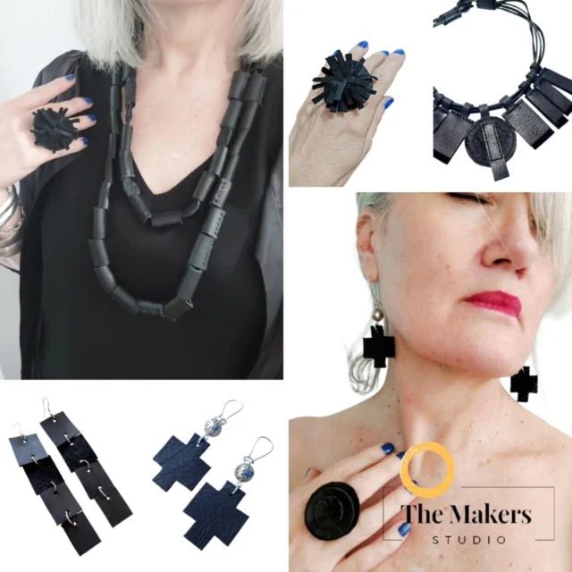 Boldly modern, this handcrafted leather jewellery collection embraces minimalist design.

Cylindrical segments and textured details fuse with striking simplicity, a captivating interplay of geometric and organic flair.

Clean lines meet the subtle texture of handcrafted artistry.

Collection available online 
Https://www.themakersstudio.co.za 
And in-store @anthologyshopza 

#handcrafted
#leatherjewellery
#artistry
#boldmodern
#minimalist